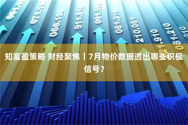 知富盈策略 财经聚焦丨7月物价数据透出哪些积极信号？